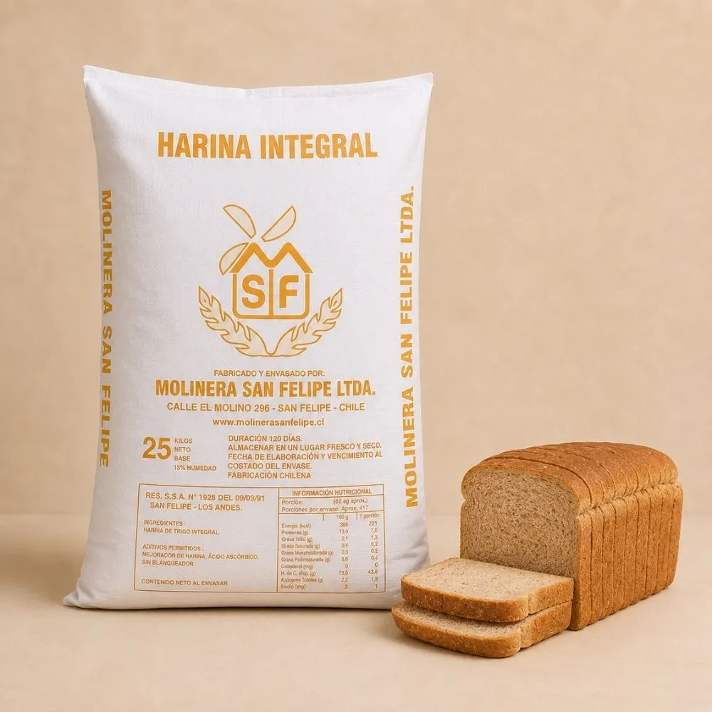 Saco de Harina Integral Molinera San Felipe, fuerza normal para panes de molde e integrales